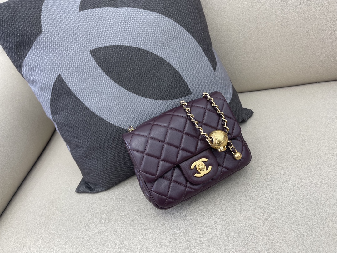 Mini Classic Flap Lambskin Bag AS1786 Dark Coffee/Gold